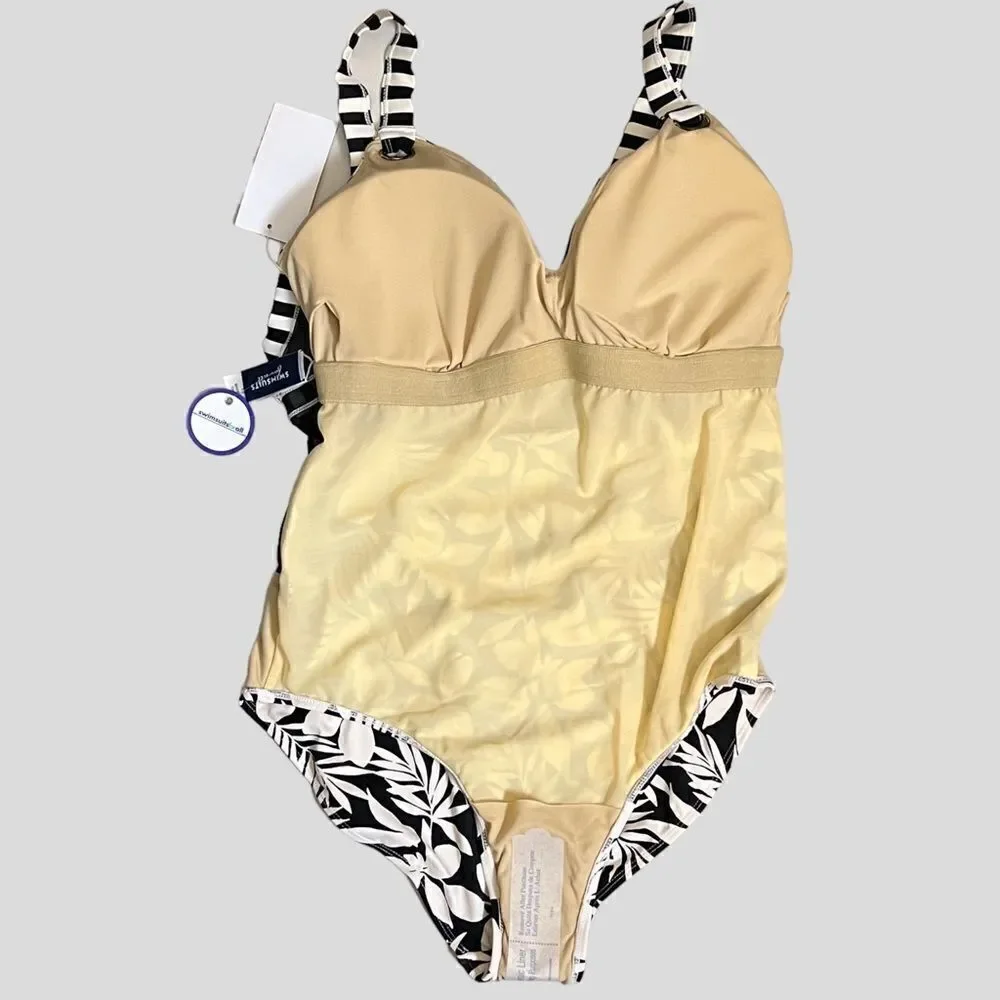 Swimsuits For All Plus Size One Piece Swimsuit With Back Detail, Size 16